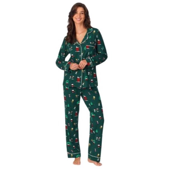 BedHead Pjs x Peanuts Women's Pajama Set Christmas Holiday Jersey Size 1X NWT - Picture 1 of 12
